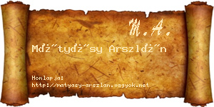 Mátyásy Arszlán névjegykártya